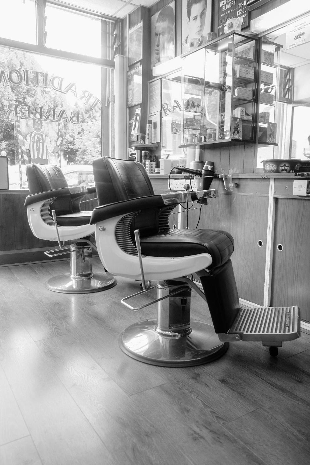 Barber chairs by the shop window