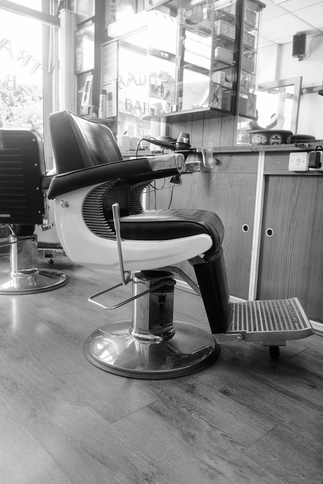 Classic barber chair in black and white